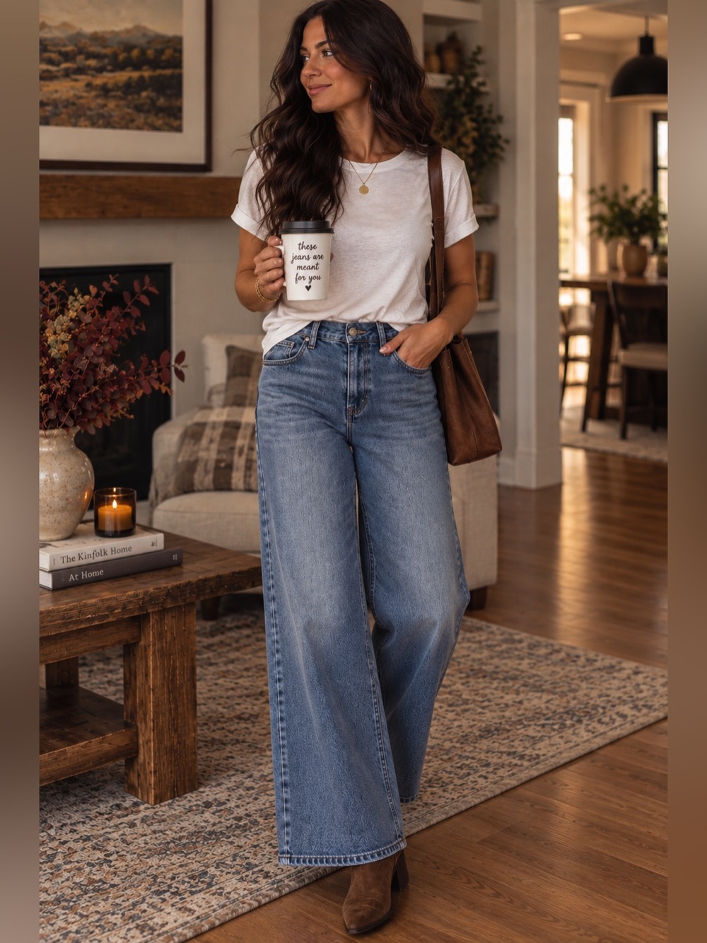 Quince High-Rise Wide Leg Blue Jeans